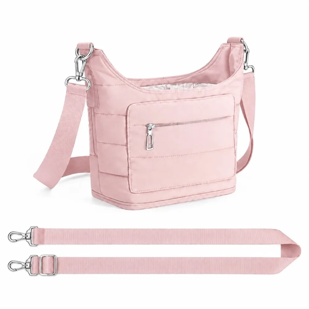 2 Cup Holders Double Bottle Holder Bag Front Zippered Pocket Adjustable Strap Water Flask Carrier Purse Fits 18-40 oz