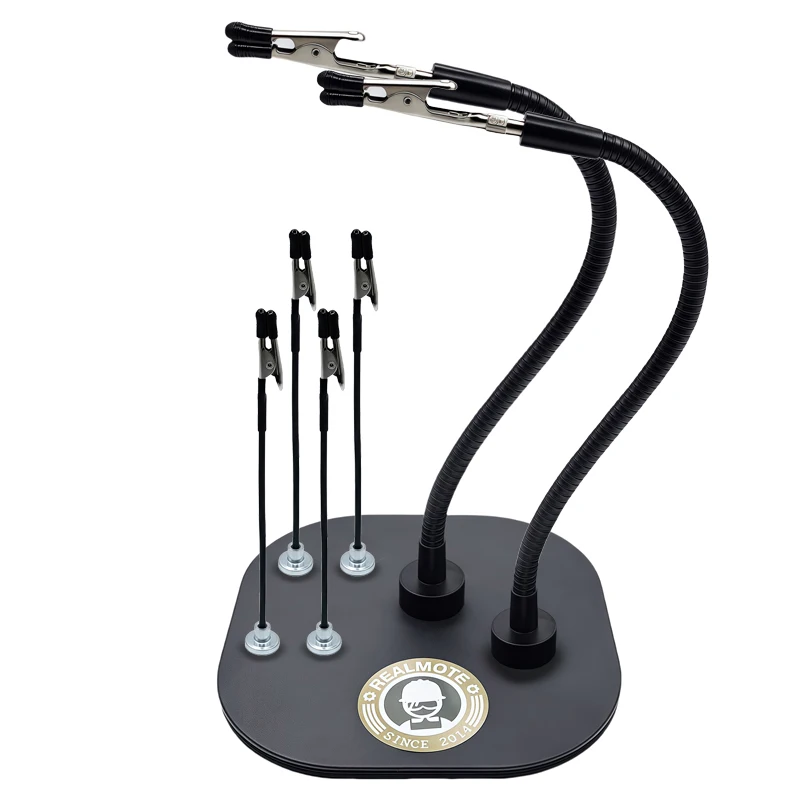 Soudure de troisième main avec base magnétique forte, support de PCB à bras flexibles pour la réparation électronique – Outil de soudage à pince crocodile