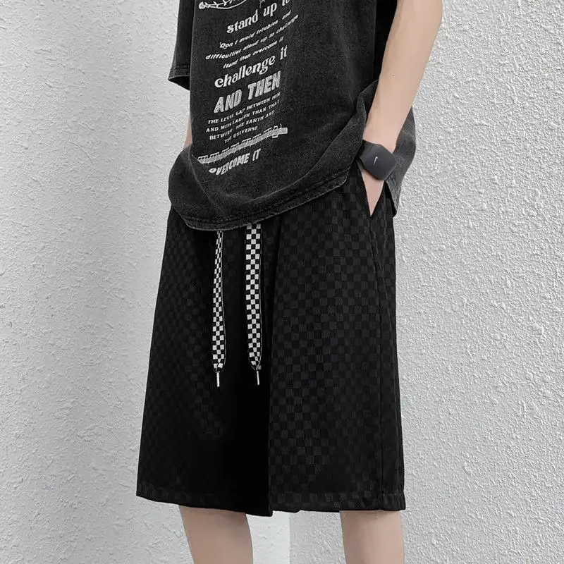 

Черные свободные мешковатые мужские шорты на шнурке с карманами, широкие тонкие маленькие размеры, персонализированные оптом, модные мужские короткие брюки Y2k