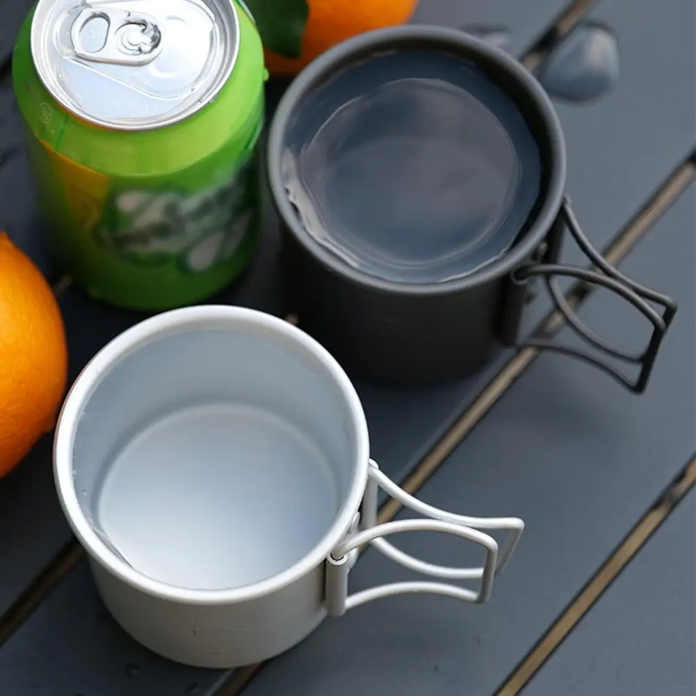 300ml Outdoor Camping Water Cup Portable Folding Aluminum Mug Tableware For Outdoor Hiking Picnic Mountaineering Drop Shipping