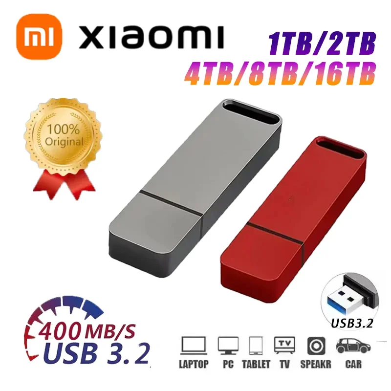 Xiaomi USB 3.2 Flash Drive Pen Drive ad alta velocità 4TB 8TB 16TB Tipo-C Memoria USB impermeabile in metallo per dispositivi di archiviazione del computer Nuovo