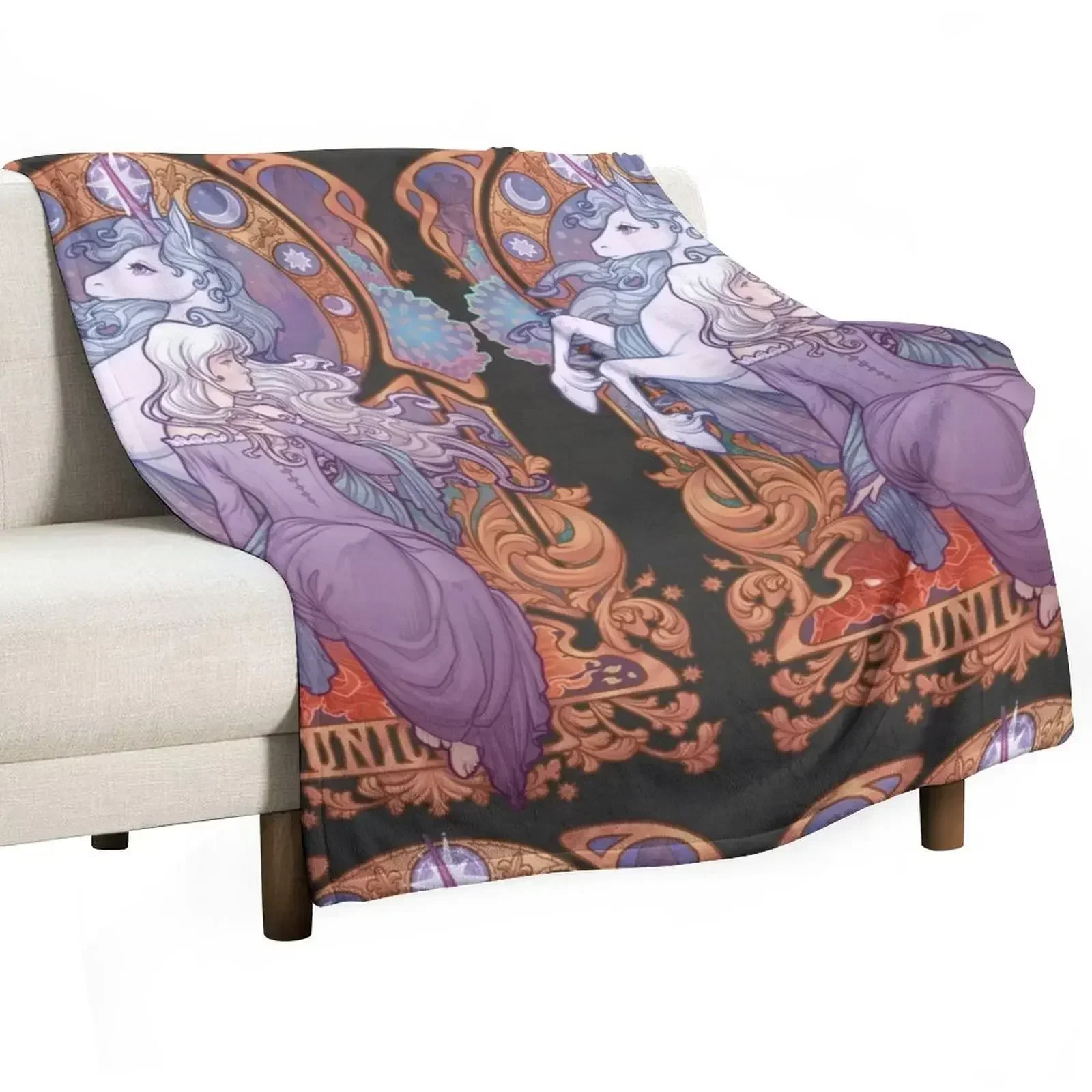 Lady Amalthea - The Last Unicorn Throw Blanket Soft Decorative Sofas valentine gift ideas Blankets