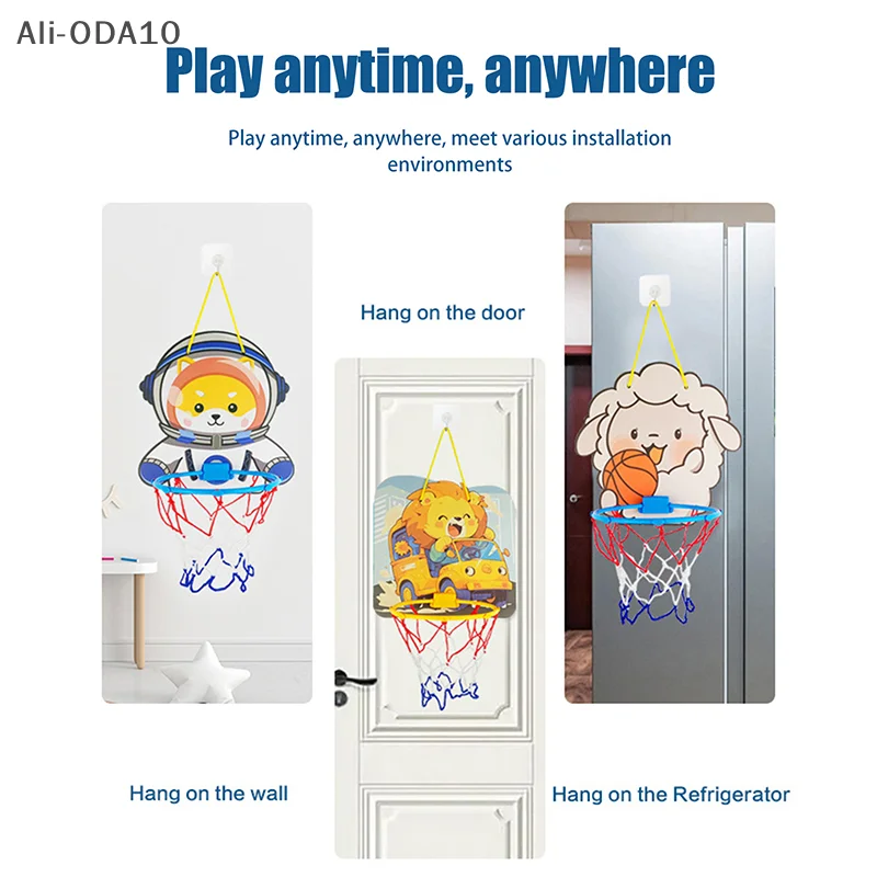 어린이 조정 가능한 농구 스탠드 만화 동물 모양 슈팅 바구니 실내 야외 스포츠 보드 게임 어린이 장난감