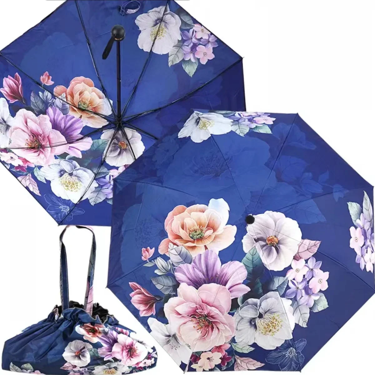 Double-layer Folding Sun Umbrella High-grade Sun Protection Umbrella Colored Glue Anti-ultraviolet Dual-use in Sunny and Rainy D