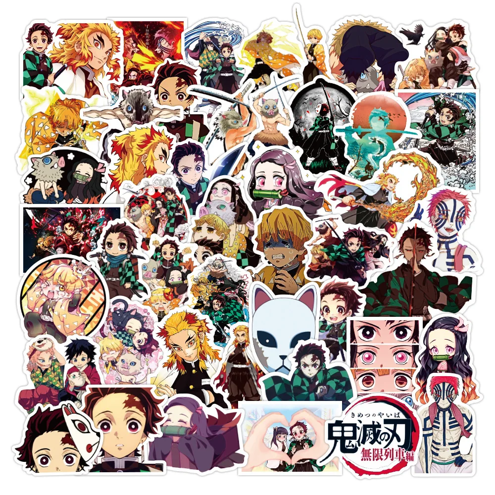 50 pcs/set Japanese Anime Demon Slayer Waterproof PVC Stickers Scrapbooking Diy Diary Stationery Sticker