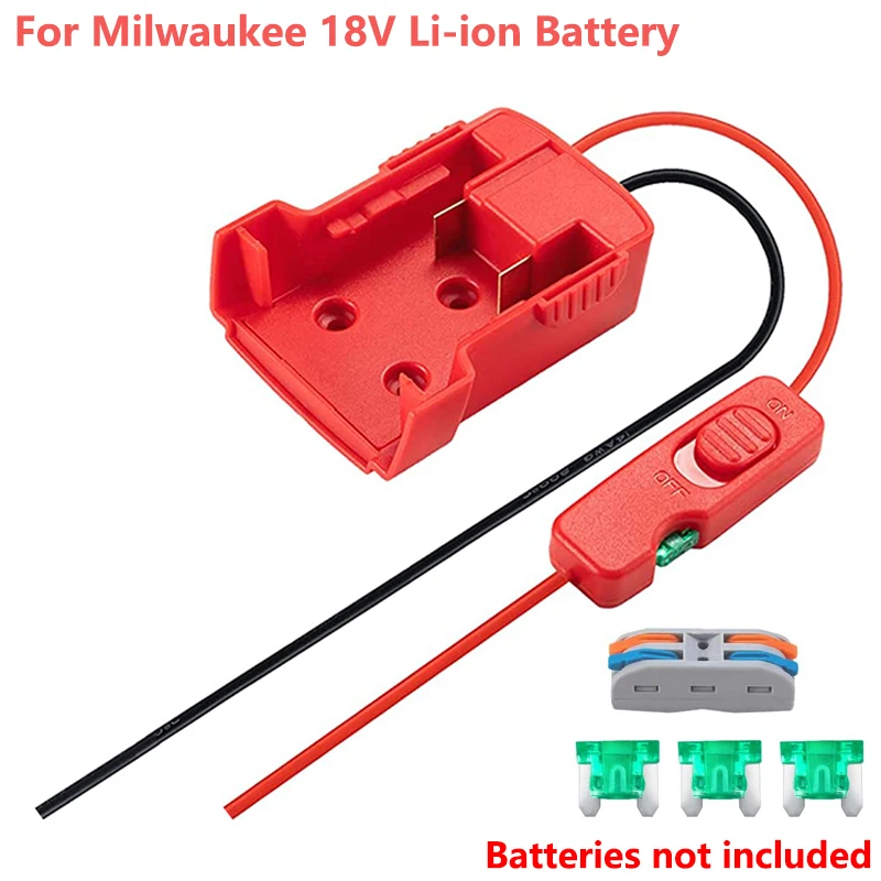 

NEW For Milwaukee 18V Battery Power Wheel Adapter Converter Kit with Fuses Switch Battery Converter for Rc Car Toys Robotic DIY