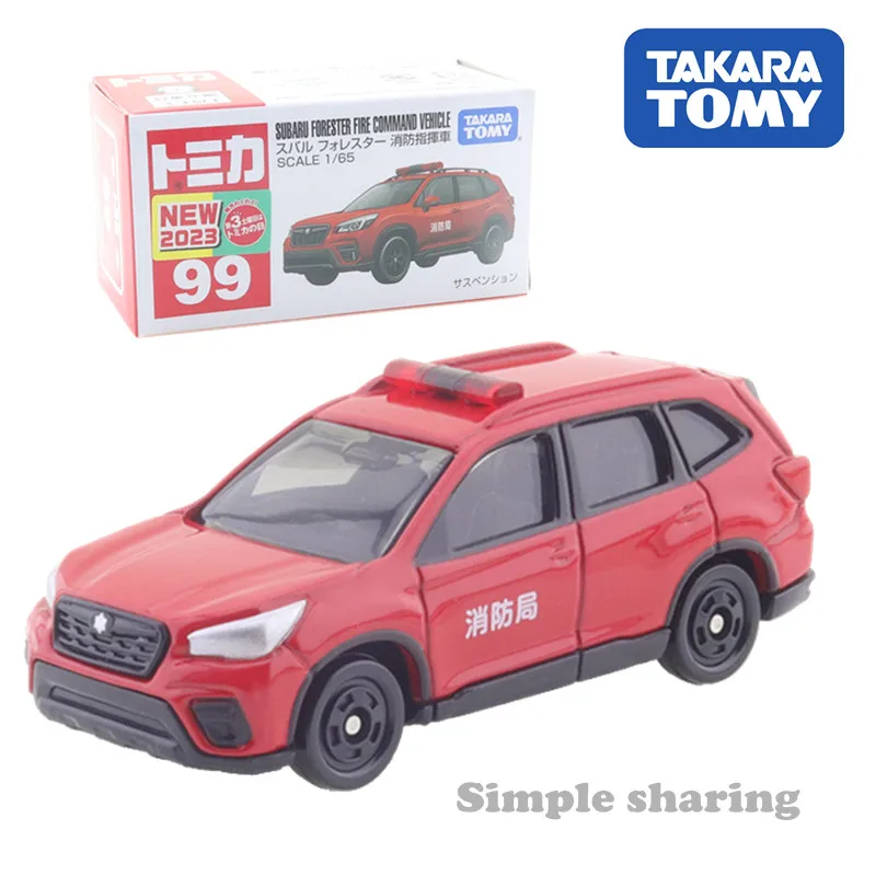 Takara Tomy Tomica No.99 Subaru Forester Fire Command Vehicle Cars 1/65 Kinderen Speelgoed Motorvoertuig Diecast Metal Model Verzamelen