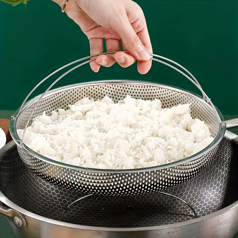 Stainless Steel Food Steamer Basket Pressure Cooker Steamer Basket With Handle Steaming Grid Drain Drainer Cooking Utensils