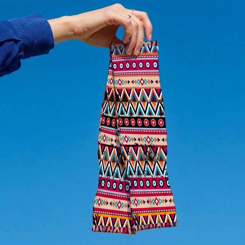 1Pair Unisex Ice Sleeve Arm Covers Multicolor Ethnic Style Geometric Patterns Vibrant Design Suitable for Running Fishing Riding