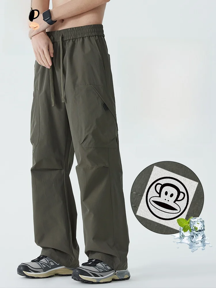 

Мужские повседневные брюки Paul Frank для активного отдыха, свободные прямые длинные брюки в американском стиле, осенняя новинка, дышащие, из полиэстера