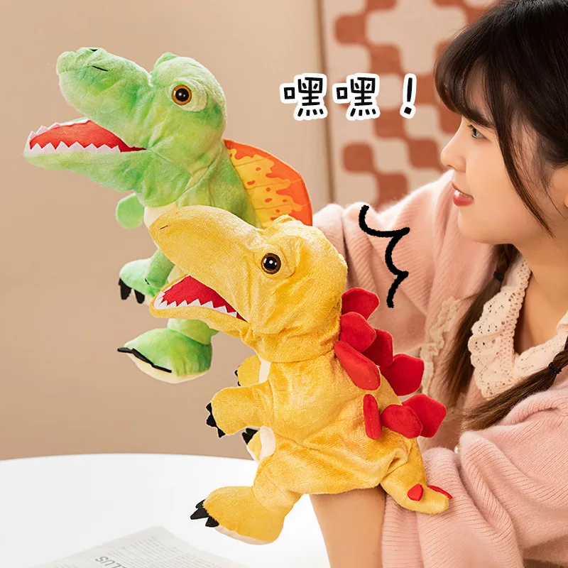 Poupées à main en peluche pour enfants, série dinosaure Velociraptor tyrannosaure Rex Triceratops, histoire familiale, jeu de rôle, jouets à doigts