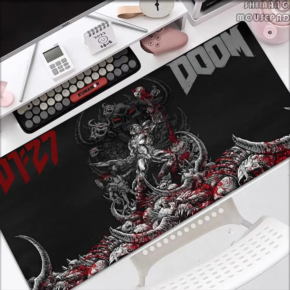 Hot Game D-DOOM E-Eternal Mousepad Gaming Accessories Large MouseMat Gamer XXL Carpet PC Cabinet Tablepad 900x400MM Mausemat Rug