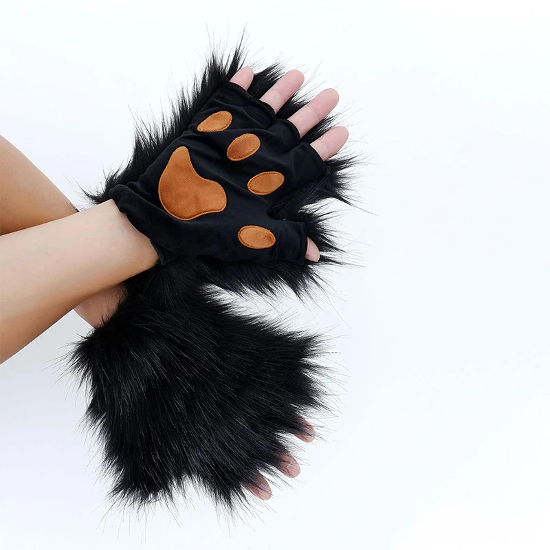 Chaveiro De Cauda De Raposa De Pele Fofa, Vestir O Carnaval De Halloween, Conjunto De Máscara Animal, Patas De Gato, Luvas, Acessórios De Traje De Cosplay