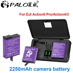 2250mAh For DJI Osmo Action 5 Pro Action 4 Battery For DJI Osmo 360 Action 5 Action 6 Pro Action 4/3 Sports Camera Accessories