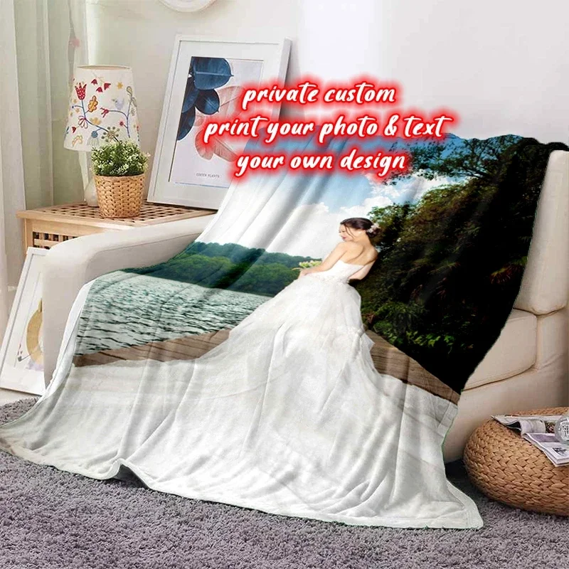 Custom Blanket Flannel Blanket Personalized Photo Flannel Blankets for Sofa or Bed Gift Customized DIY Print on Dropshipping