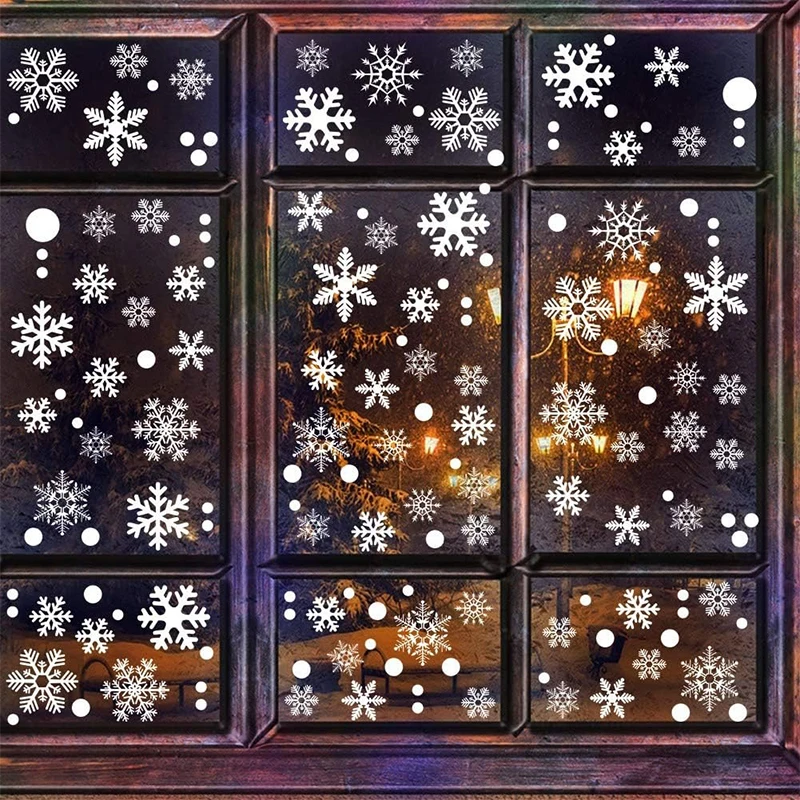 White Snowflake Christmas Wall Stickers Glass Window Sticker Christmas Decortion for Home Room Party New Year Gift Navidad 2025