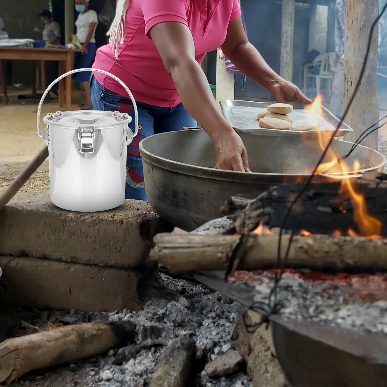 Secchio in Acciaio Inossidabile Premium Ermetico, Design Compatto e Portatile per Barbecue e Campeggio