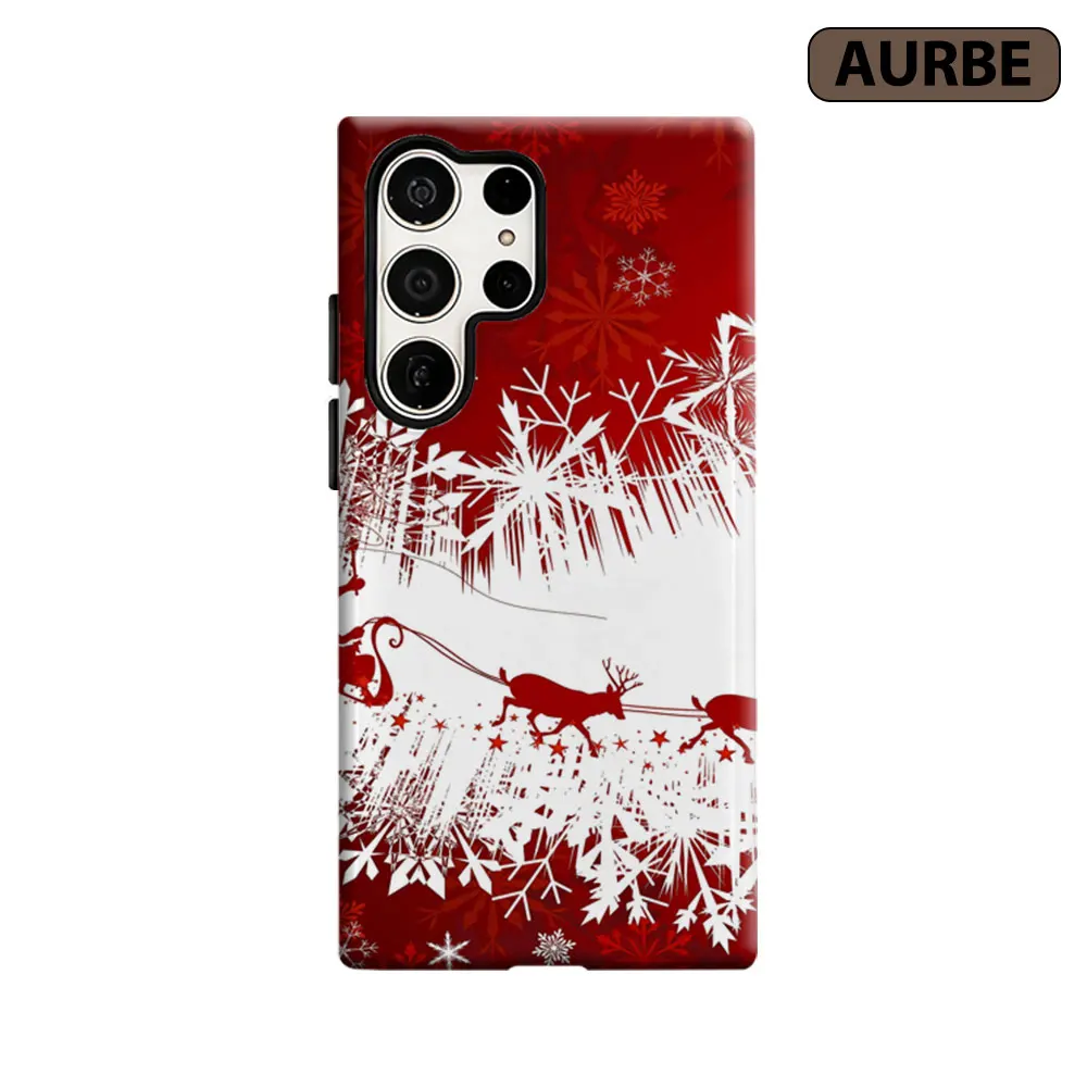Aurbe Phone Case For Samsung Galaxy S26 S25 S24 S23 Ultra Plus HD Hard Festive Snowflake Joy Double Layer Film Cover