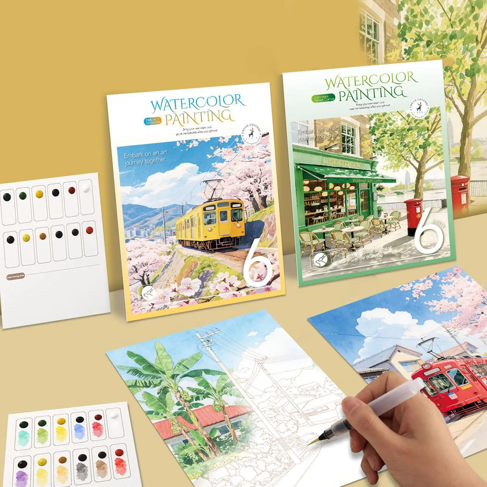 watercolor-kit-12-colors-beginner-portable-workbook-with-pen-watercolor-painting-pen-for-home-studio-school-college-travel-trip