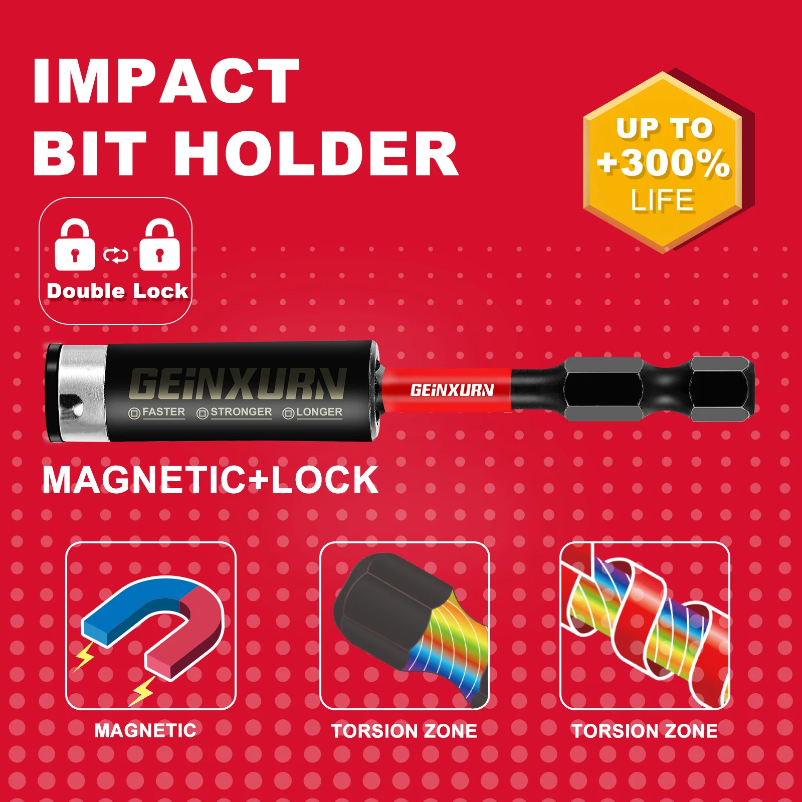 GEINXURN Multi Hex Head SAE Power Impact Tough Magnetic Allen Wrench Drill Bits Set, with Extension Bit Holder