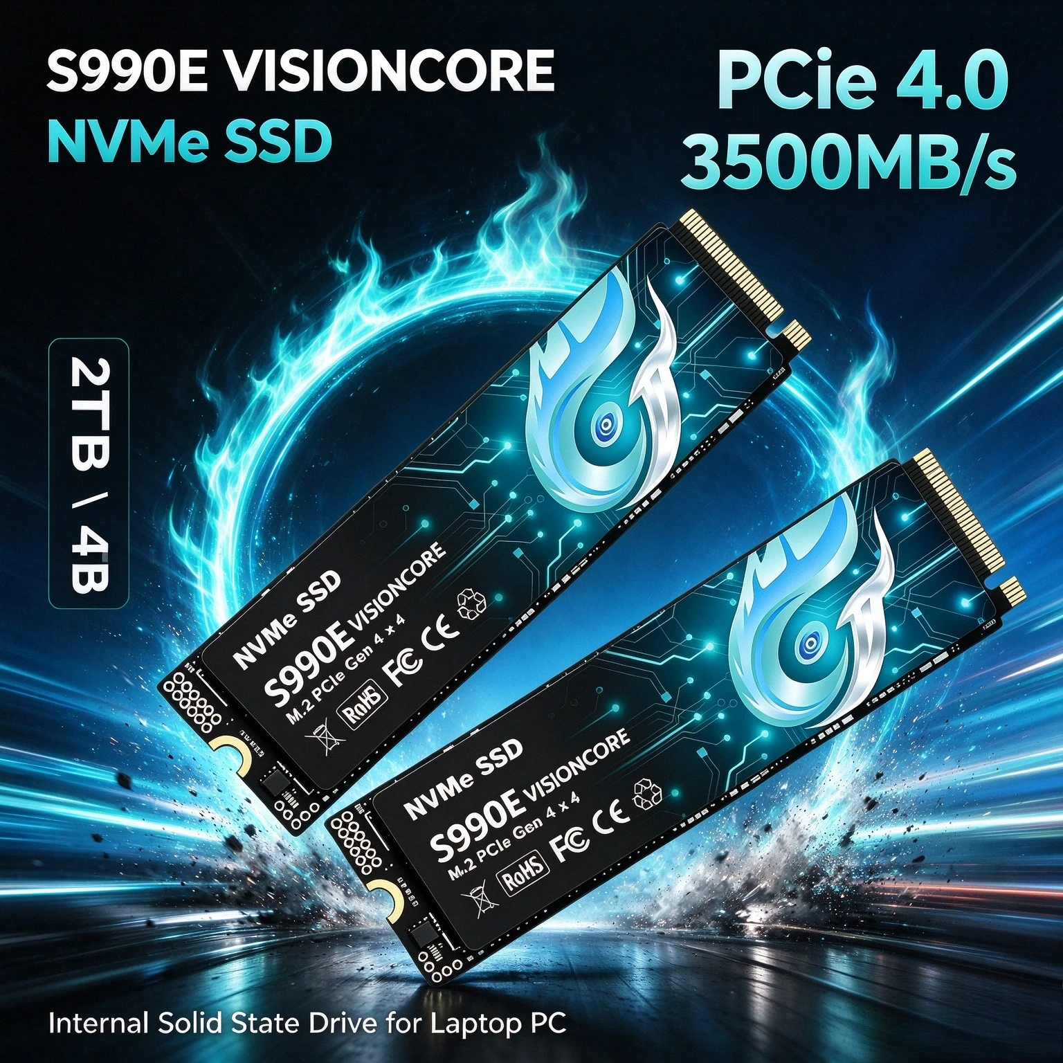 S990E 2TB 4TB SSD M.2 NVMe Internal Solid State Drive High Speed 3500MB/s PCIe 4.0 Gaming Drive Works for Laptop PC Hard Disk