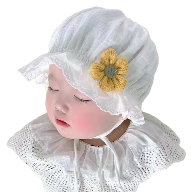 Elegant Lace Baby Bonnet Soft & Breathable Little Girls Hat for a Royal Look