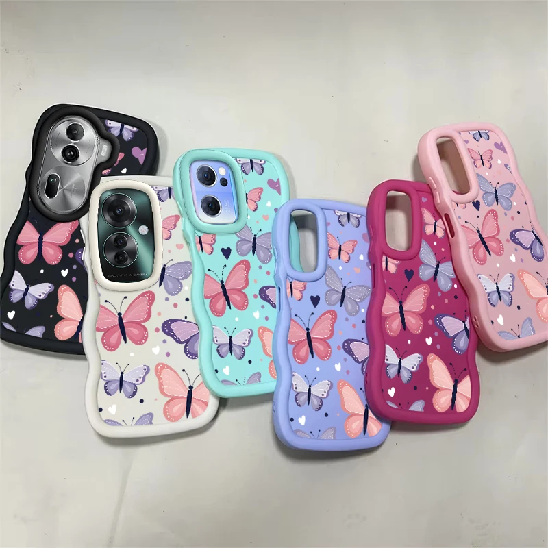 حافظة هاتف عصرية لهاتف OPPO A3x A17 A38 A57 A58 A59 A60 A76 A78 A79 A98 F27 F29 RENO 7 7Z 8T 11 12 13 F PRO غطاء مموج ناعم