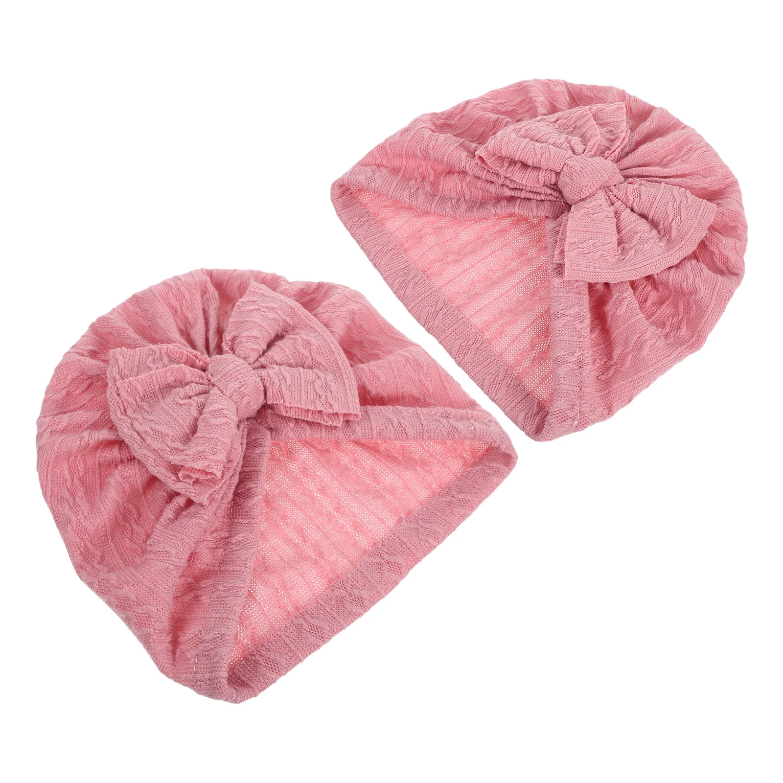 

2Pcs Bowknot Jacquard Baby Girl Turban Caps Soft Stretchy Infant Beanies Hats Adjustable Fit Big Bow Headwraps Toddler Hair
