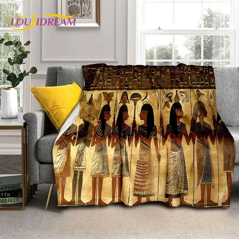 Winter Print Baby Blanket Pharaoh Hieroglyphic Egyptian Mythology Babes Carpet Keep Warm Comfortable for Sofa Bedroom