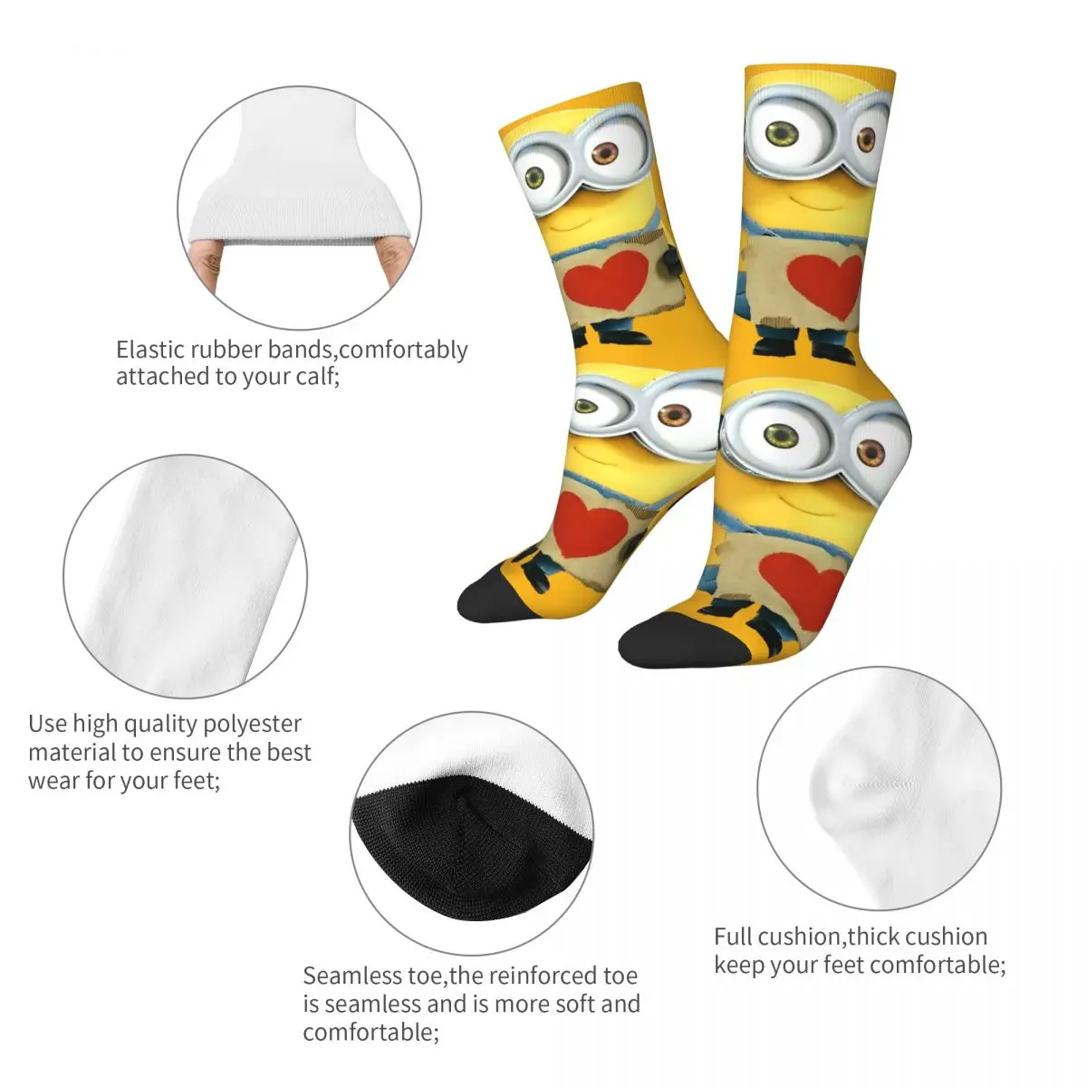 Minions Minions Men\'s Socks Retro Harajuku Despicable Me Minions Street Style Novelty Pattern Crew Sock