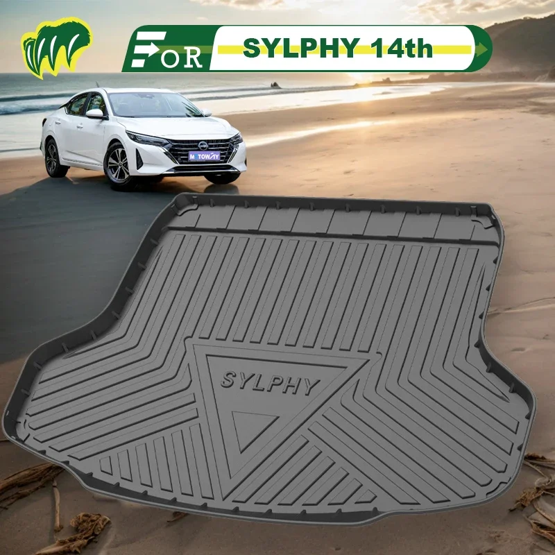 For Nissan SYLPHY 14th 16 17 18 19 2006-2023 Custom Fit Car Trunk Mat All Season Cargo Mat 3D Shape Laser Measured Trunk Liner