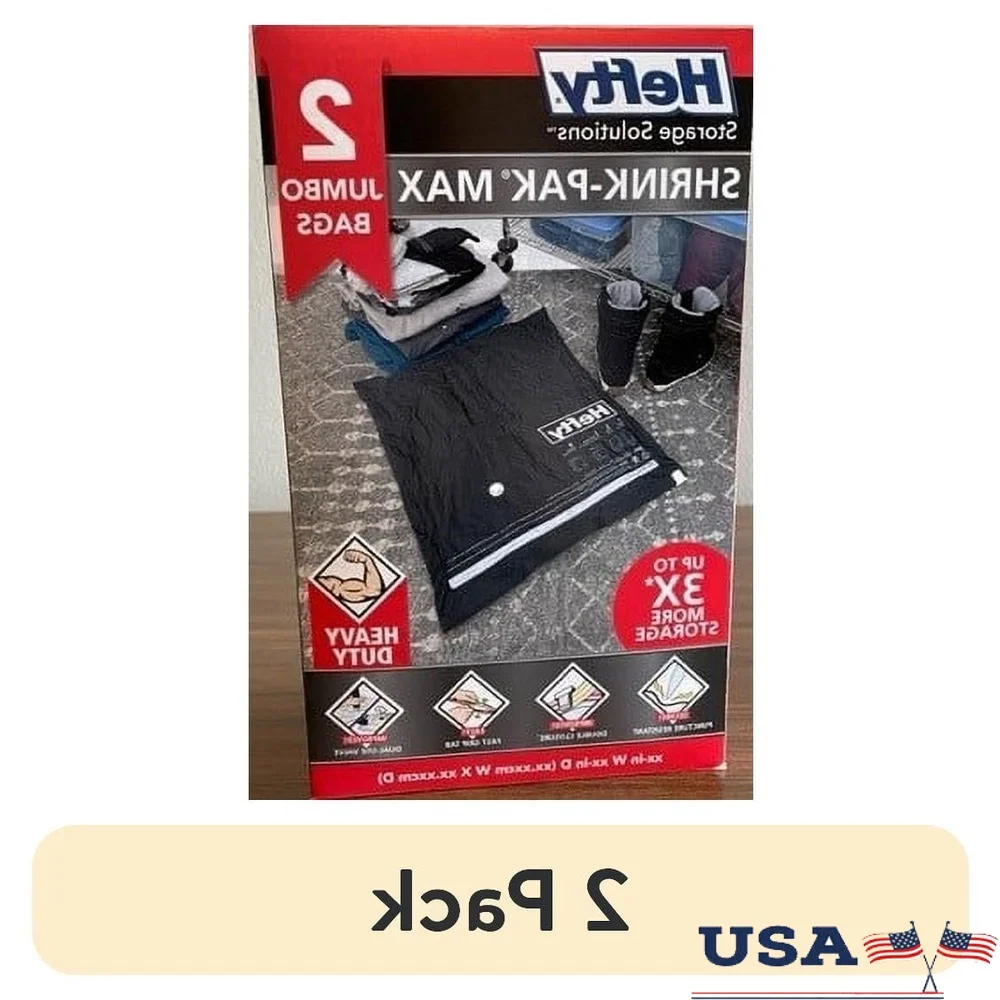 Max Shrink-Pak 2er-Pack tragbarer Schrank-Garagen-Organizer, pannensicher, wasserabweisend, Vakuumkompresse, Aufbewahrungsbeutel, Staub