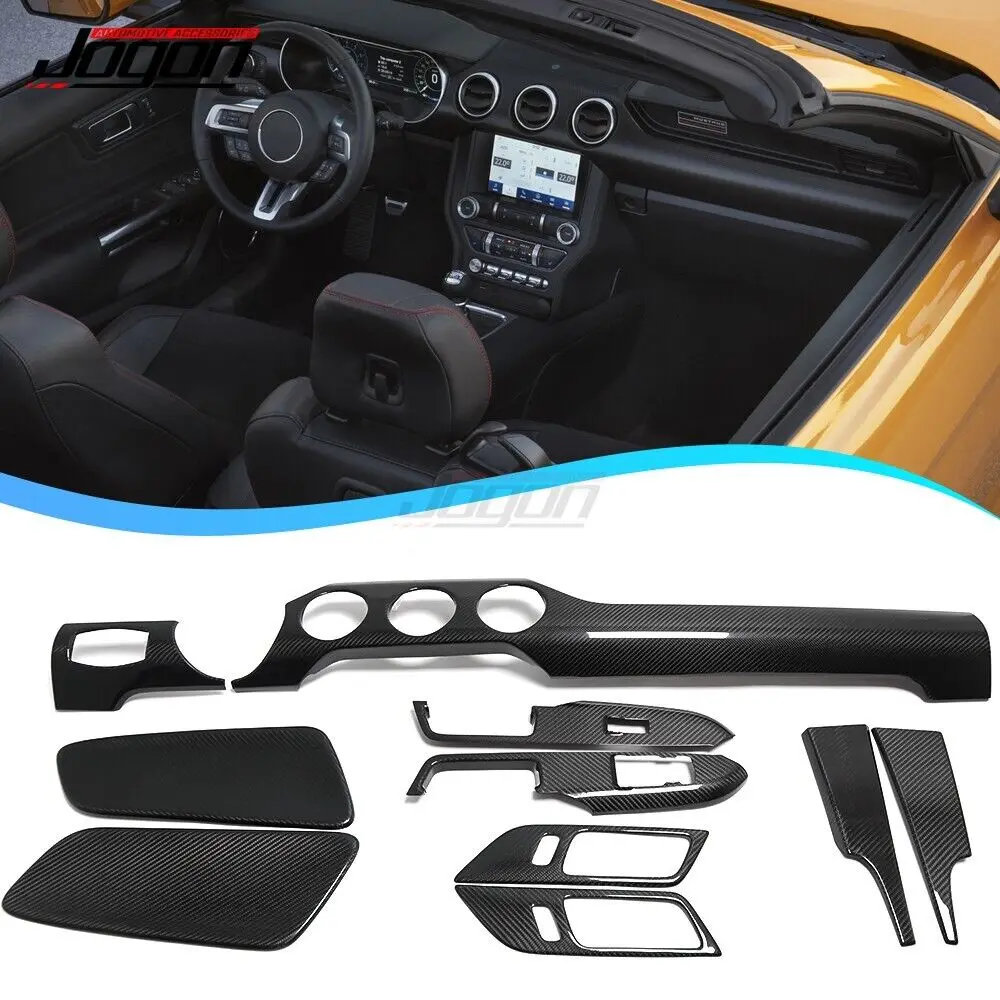 

For Ford Mustang 2015 2016 2017 2018 2019 2020 2021 Carbon Fiber Console Dash Interior Panel Trim Steering Wheel Lower Cover