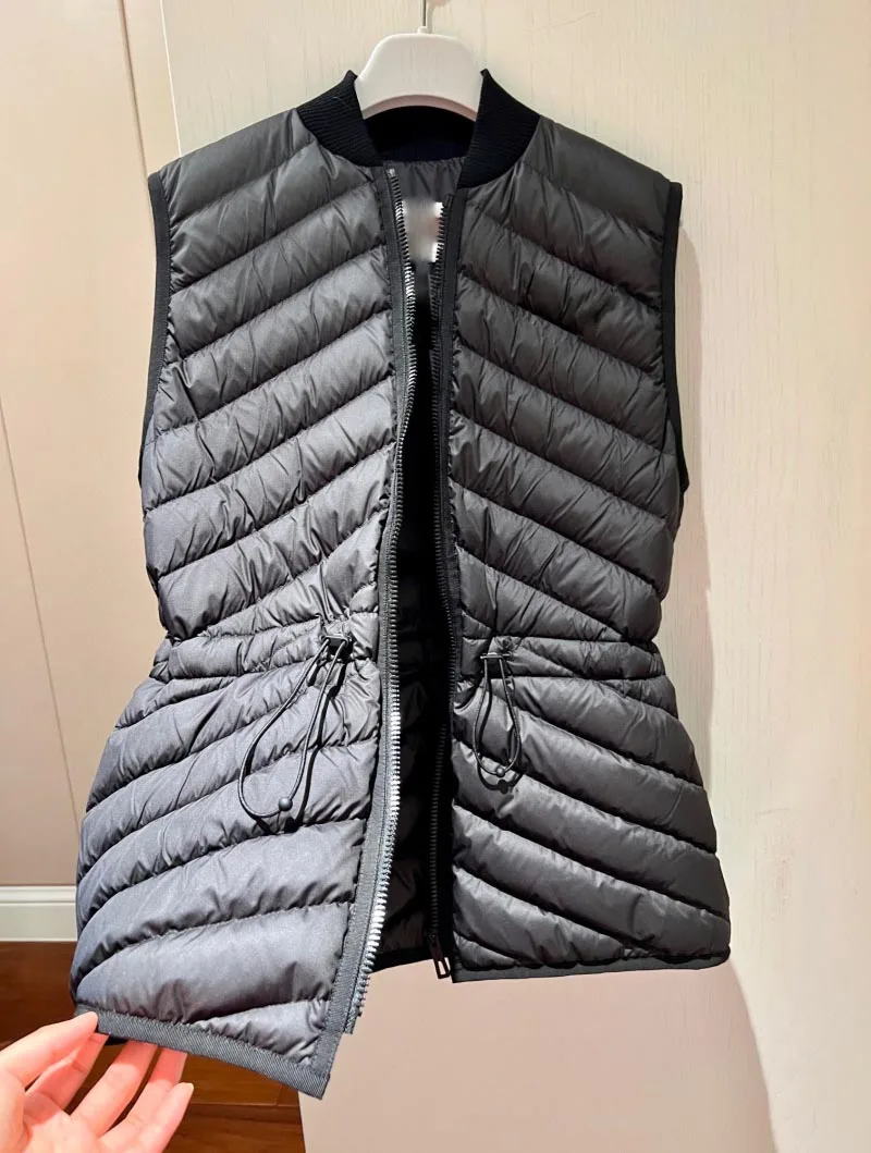 New Fashion Winter Keep Warm Sleeveless 90% White Duck Down Coat Women Sleeveless Zipper Slim Waist Lightweight Down Jacket Vest