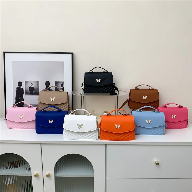 

Trendy Elegant Butterfly Crossbody Bag Solid Color PU Leather Shoulder Bag Fashion Versatile Temperament Messenger Bag For Women