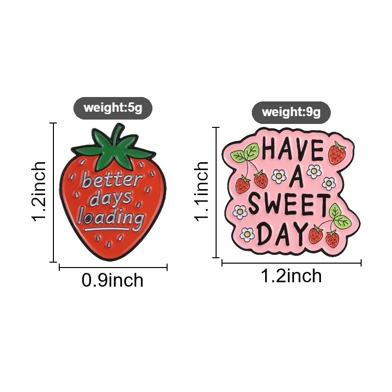 Better Days Loading Strawberry Enamel Pin, Cute Fruit Brooch With Inspirational Quote For Students And Girls Casual Style