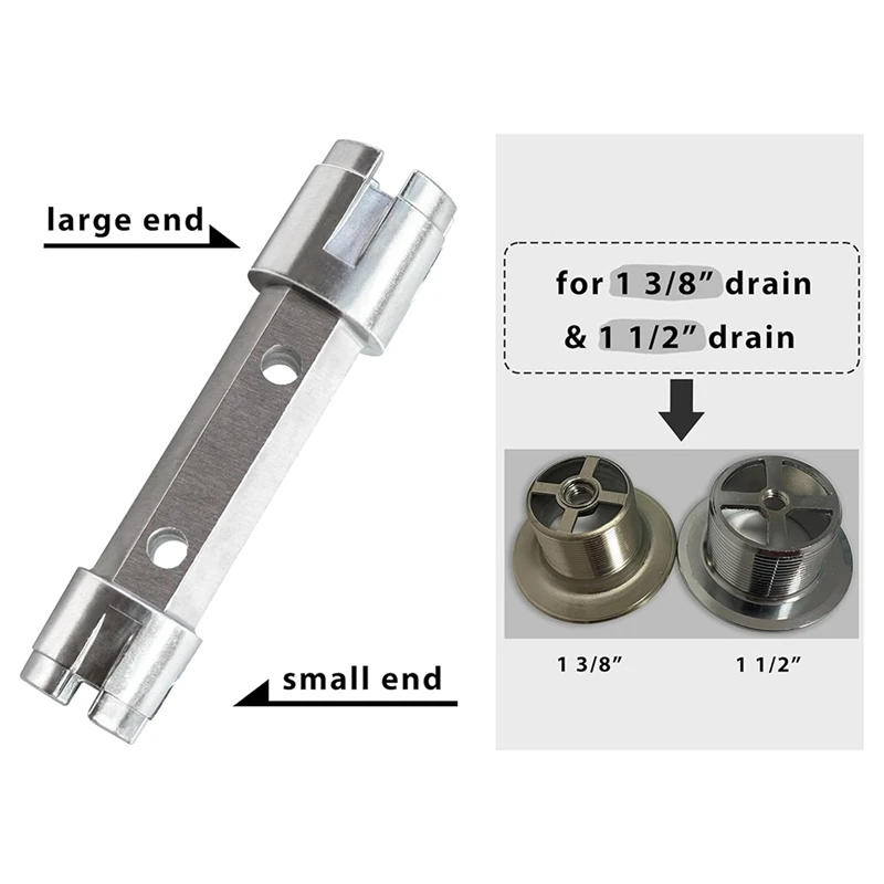 Tub Drain Remover Wrench Removal Tool Dual Ended Dumbell Wrench Heavy Duty Aluminum-AT36