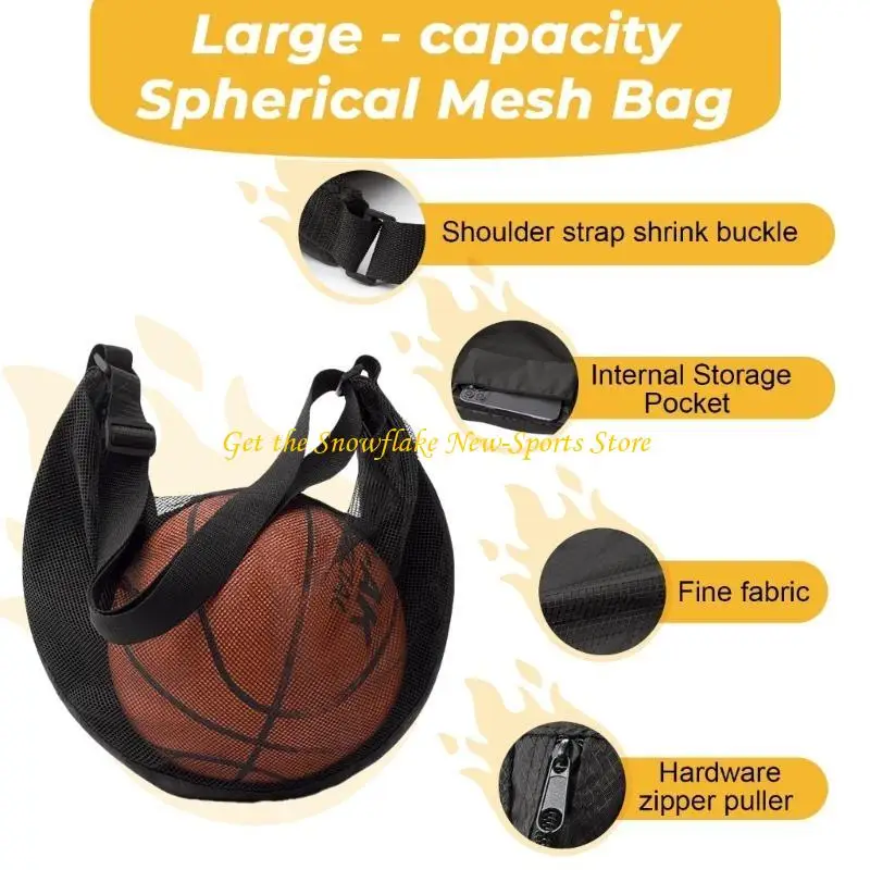 

E56D Баскетбольная тренировочная сетчатая сумка на одно плечо Тренировочные рюкзаки через плечо Футбольная волейбольная сумка