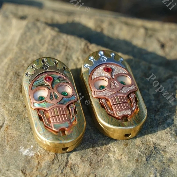 SAS EDC Mokume Mechanical Skull Push Slider Weaving Finished Products Stress Relief Toy Cool Gadget Table Ornament Anxiety Toys