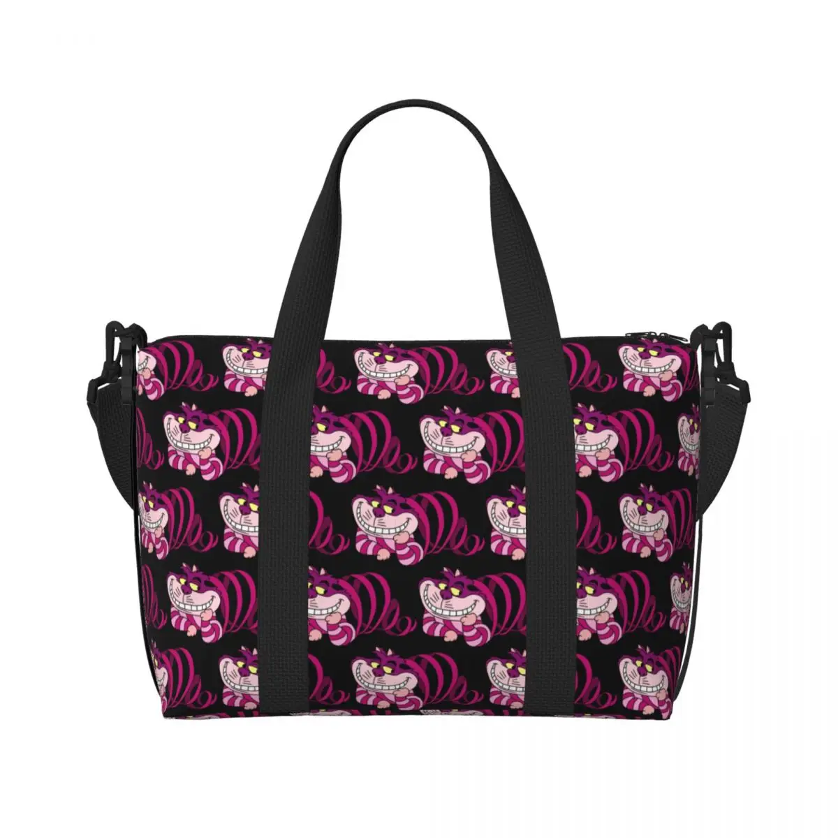 

Custom Funny Cheshires Cat Tote Bag for Women Big Capacity Beach Gym Travel Bags