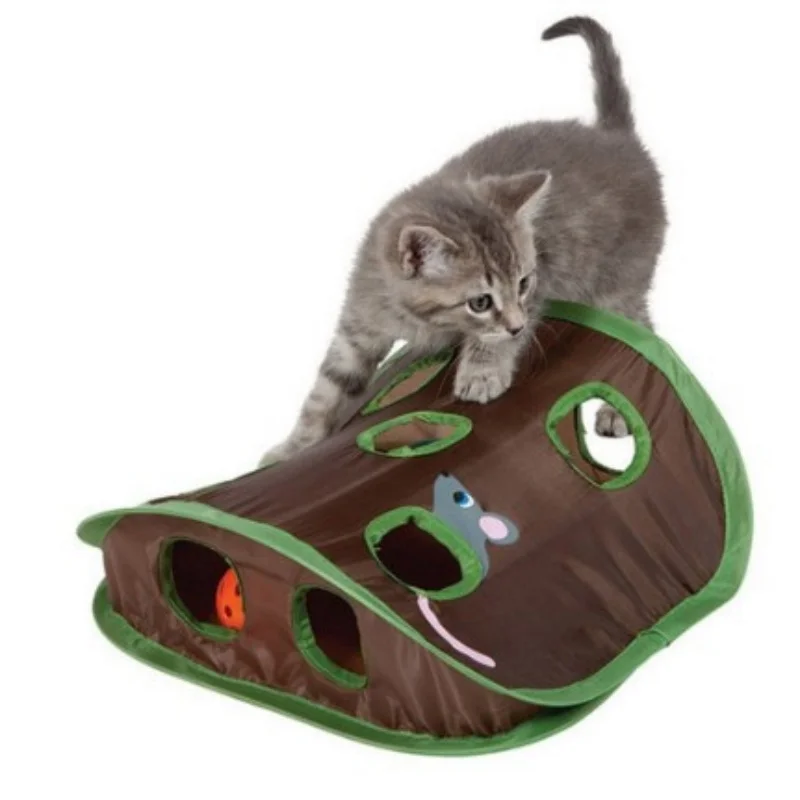 Jouet interactif pliable pour chat, jeu de cache-cache mignon pour animaux de compagnie avec tunnel, chasse à la souris, trou caché, stimulateur d'intelligence pour chaton