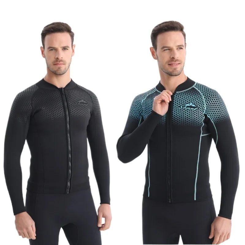 Men 1.5mm Neoprene Long Sleeves Top Kitesurf Diving Suit Swim Jacket Rash Guards Spearfishing Swimming Suit