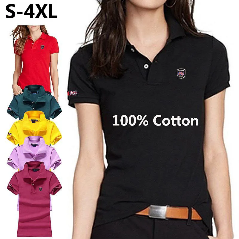 Fashion Clothing Polos Femme Summer Womens Polo Neck Shirt Short Sleeve Lapel Womens Tees Casual Sportwear Cotton Ladies Tops