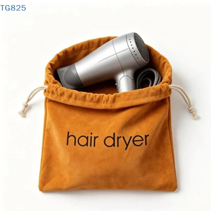 【AN】【AN】Suede Nap Hair Dryer Storage Bag With Drawstring Hair Diffuser Bag Perfect For Travel Home Hotel Daily Use
