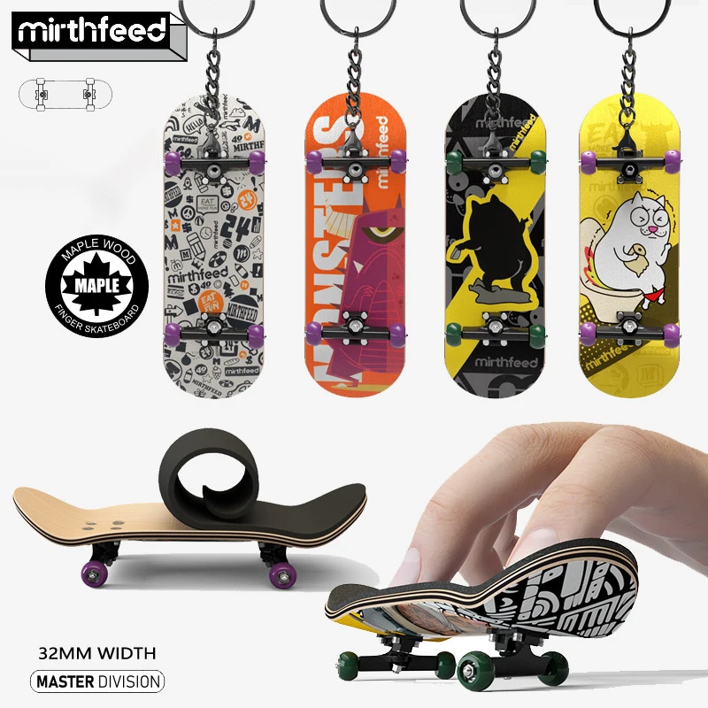 Mini Fingertip Skateboard Keychain With Bearing Professional 5 Layer Maple Wood Skateboard Stress Relief Toys Children's Gifts