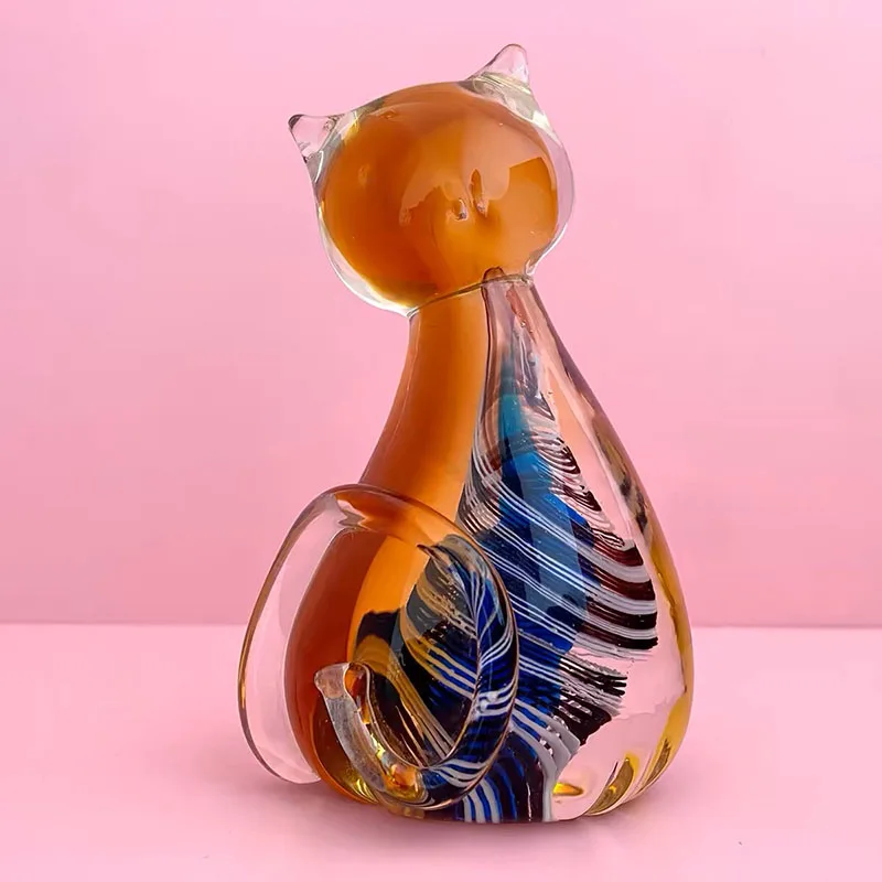 Modern Artificial Crystal Cute Cat Ornaments Home Living Room Decoration Accessories Interior Office Desktop Decor Gift