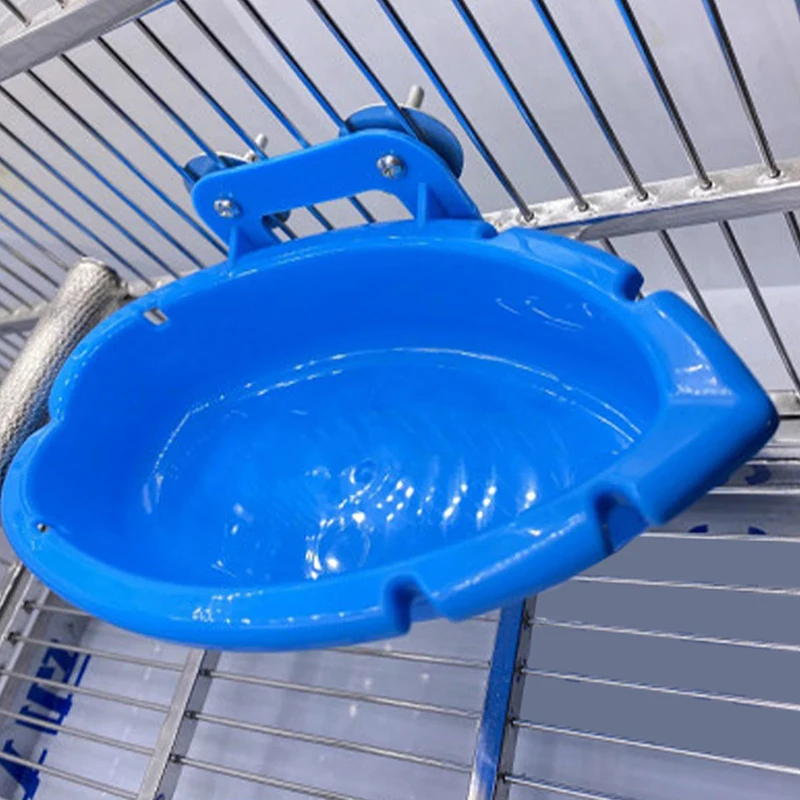 Parrot Food Tray Multifunction Creative Blue Bathtub Animal Cage Standing Wash Shower Box Bird Toys Pet Cleaning Products