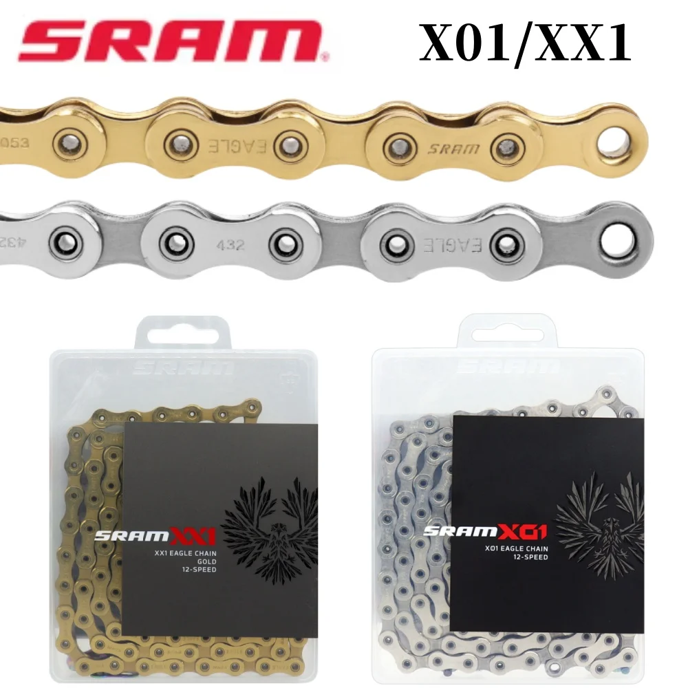 SRAM XX1 X01 12 Speed Bicycle Chain 126 Links Mountain Road Bike Chain 12S 12V Gold Silver Color Bicycle Chains