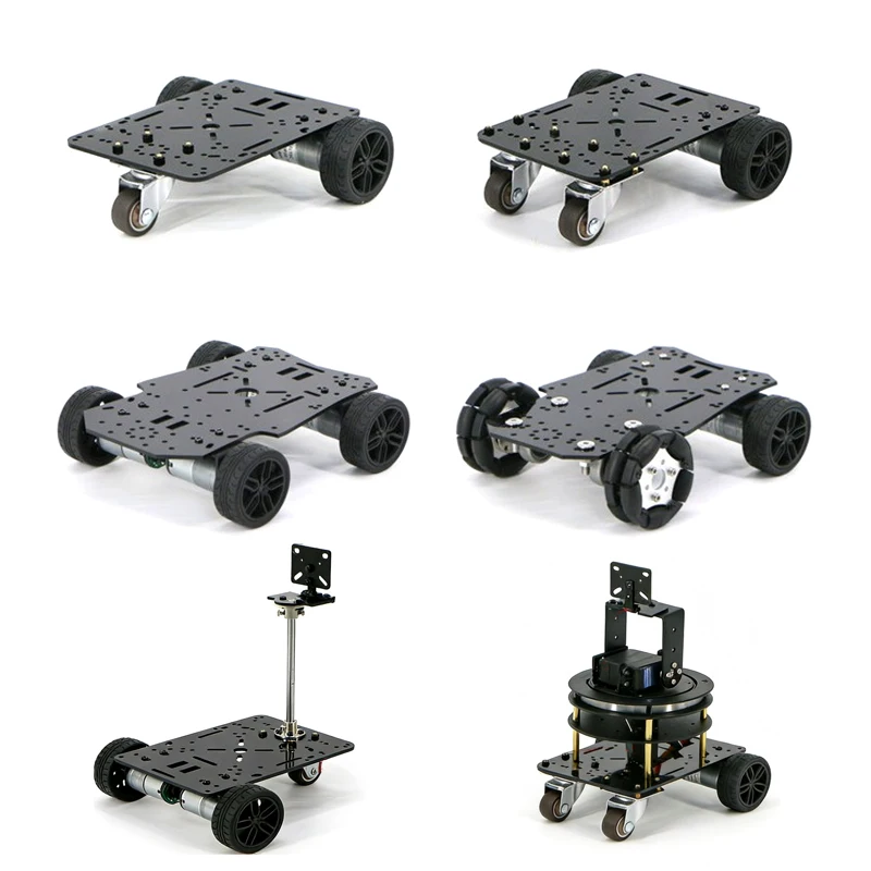 2WD 3WD 4WD All kinds of Car Chassis 310 Encoder Motor Rubber Caster wheel 2 Dof Rotating Gimbal Programmable Robot Car DIY Kit