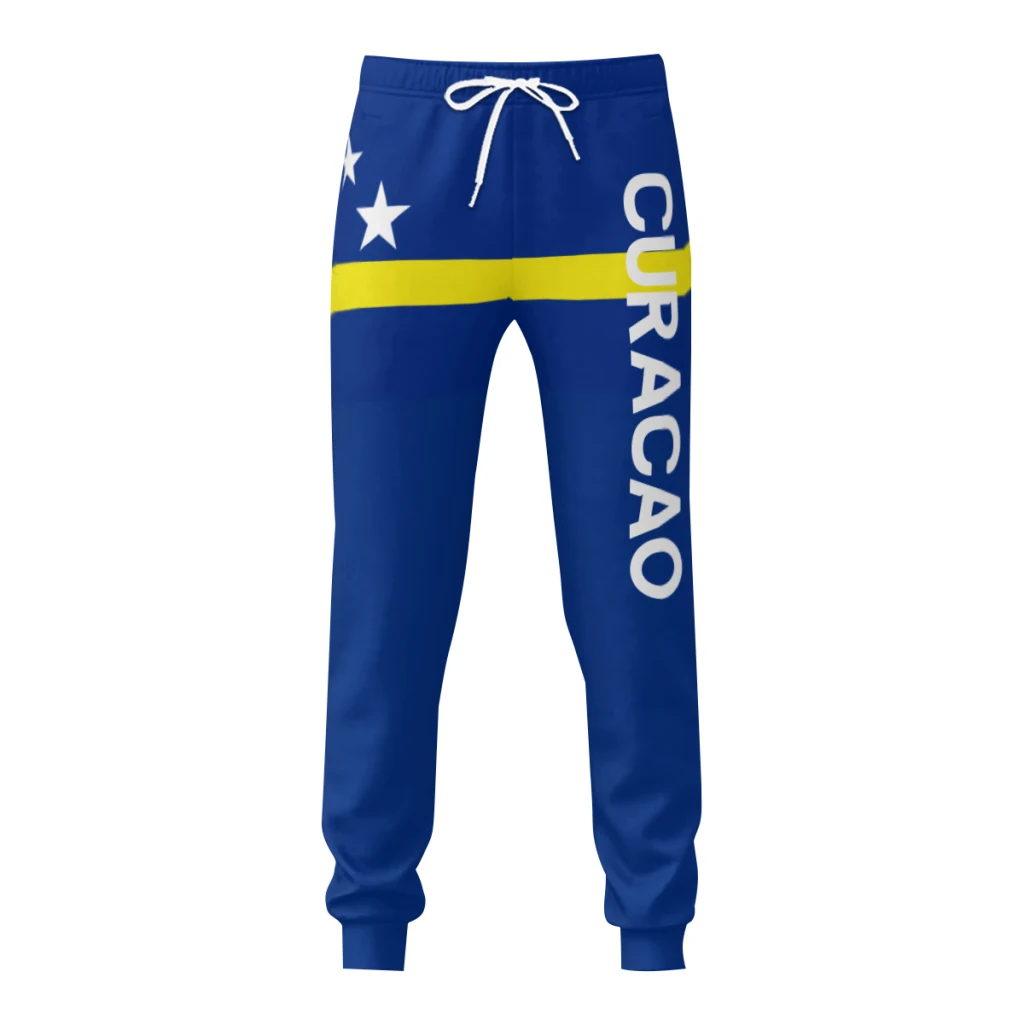 Mens Sweatpants Curaçao Flag Pants with Pockets Joggers Soccer Football Multifunction Sports Sweat With Drawstring